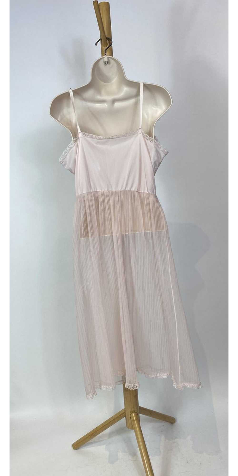 1960s Slip Dress Pale Pink Sheer Lace - image 6