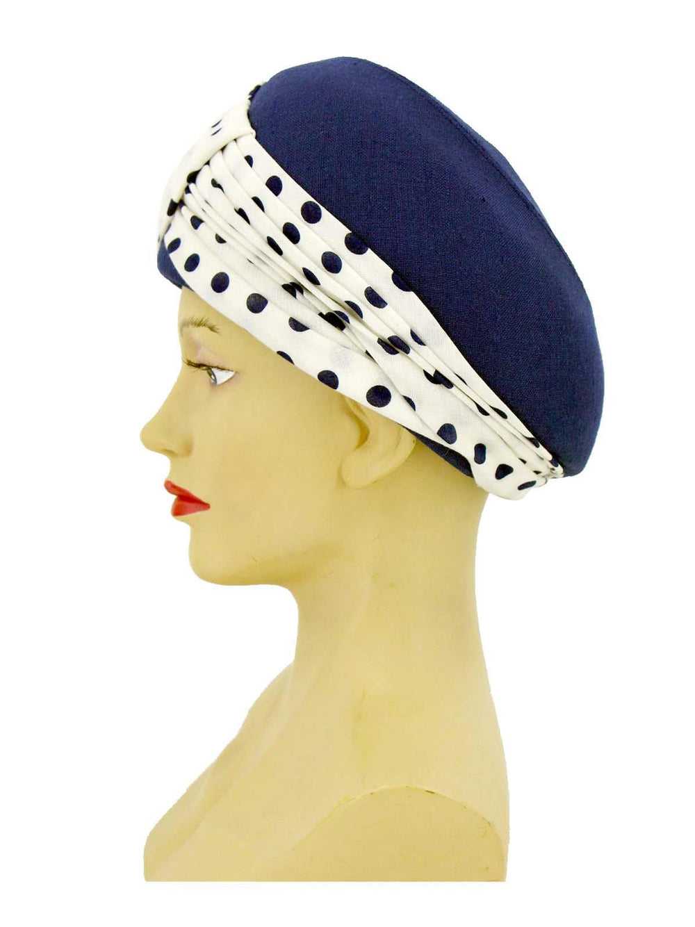 Navy Blue Vintage 1960s Deep Pillbox Hat - image 3