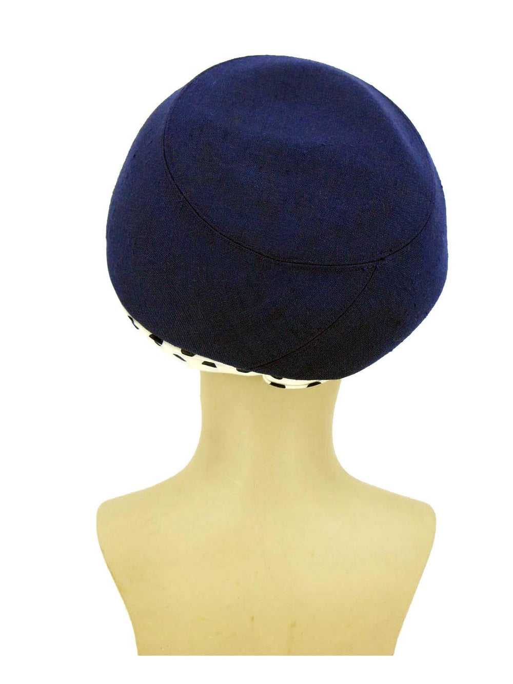 Navy Blue Vintage 1960s Deep Pillbox Hat - image 4