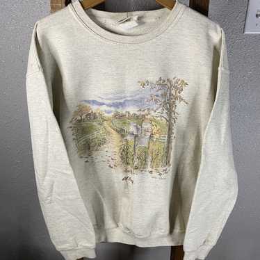 VTG 90s Northern Reflections Loon Sweatshirt Cottagecore Cabin Canada Nature