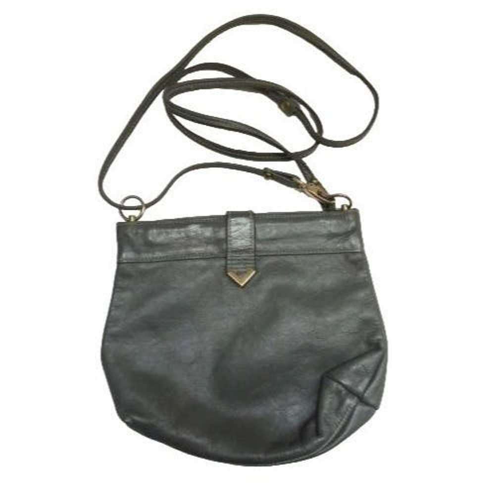 Vintage Davey's Gray Handbag Crossbody Genuine Le… - image 2