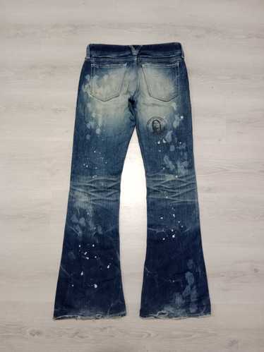 Vanquish Vanquish Gold Splattered Paint Flare Jean