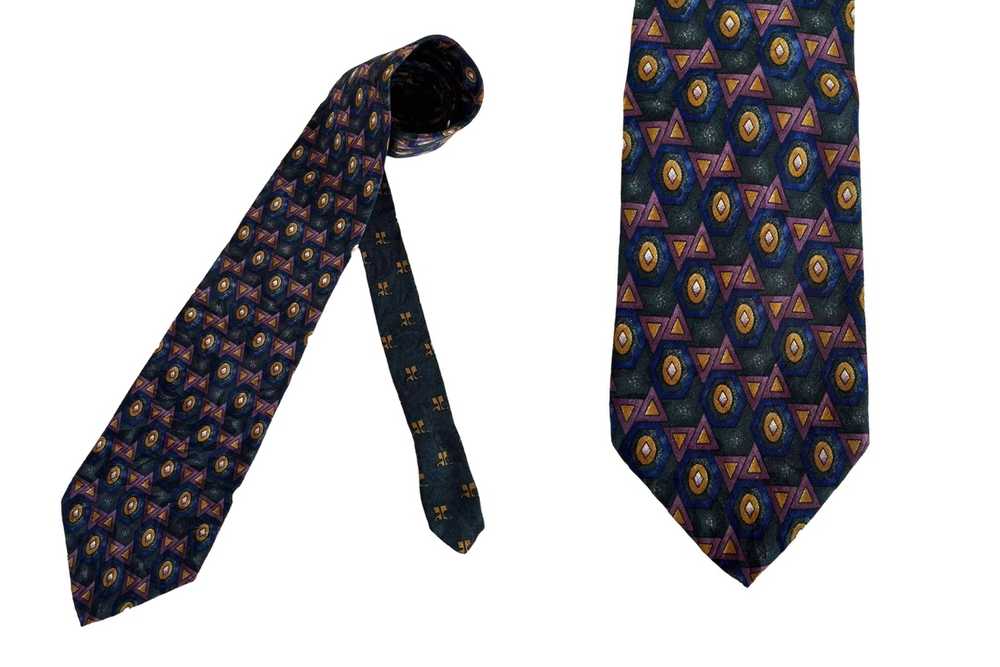 Courreges 80s COURRÈGES silk Necktie, geometric G… - image 2