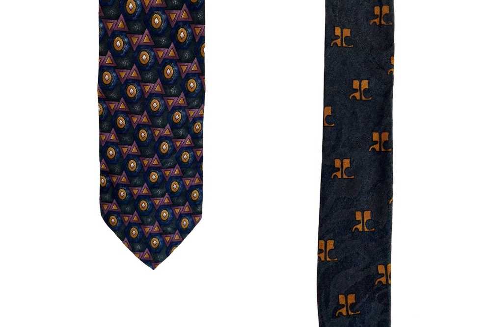 Courreges 80s COURRÈGES silk Necktie, geometric G… - image 4