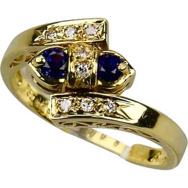 18K Red Ruby Diamond Blue Sapphire Mechanical Ring