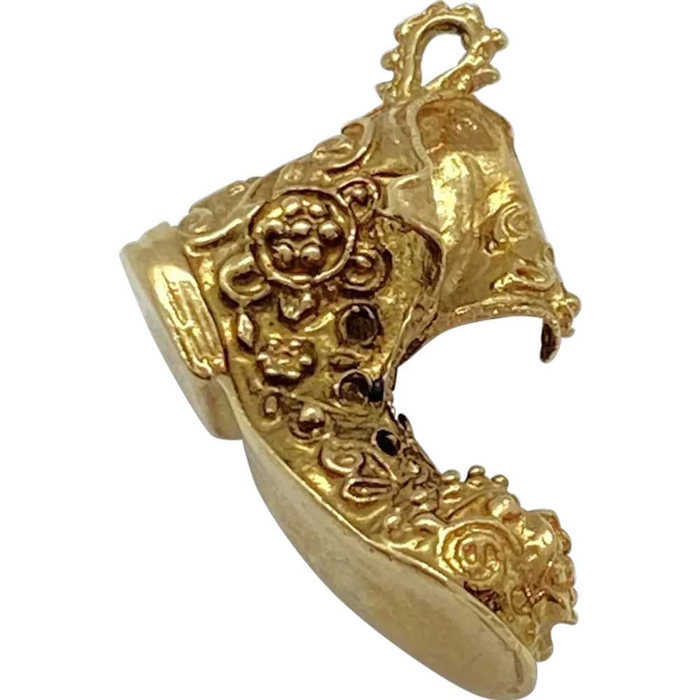 Ornate Big Old Boot Charm 10K Gold Three-Dimensio… - image 1