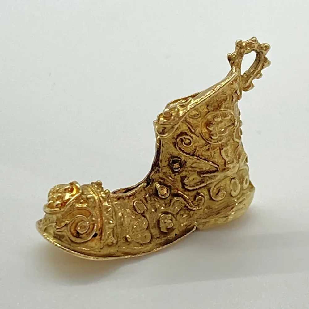 Ornate Big Old Boot Charm 10K Gold Three-Dimensio… - image 2