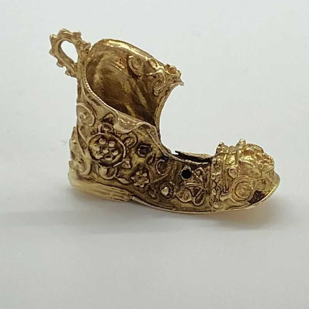 Ornate Big Old Boot Charm 10K Gold Three-Dimensio… - image 3