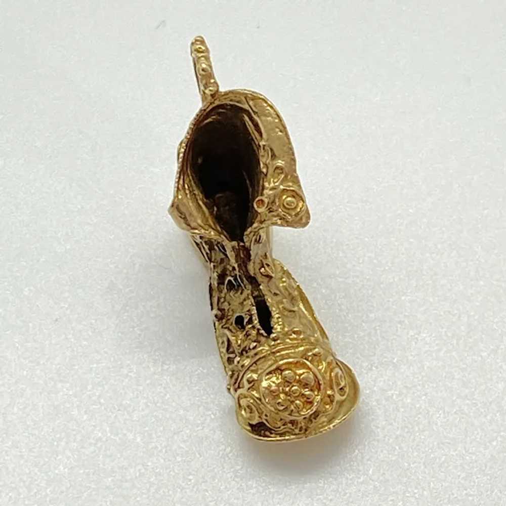 Ornate Big Old Boot Charm 10K Gold Three-Dimensio… - image 4