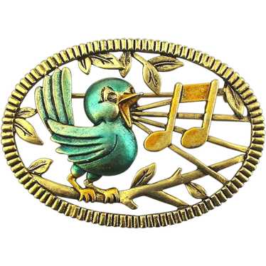 Early JJ Singing Bird Pin - image 1