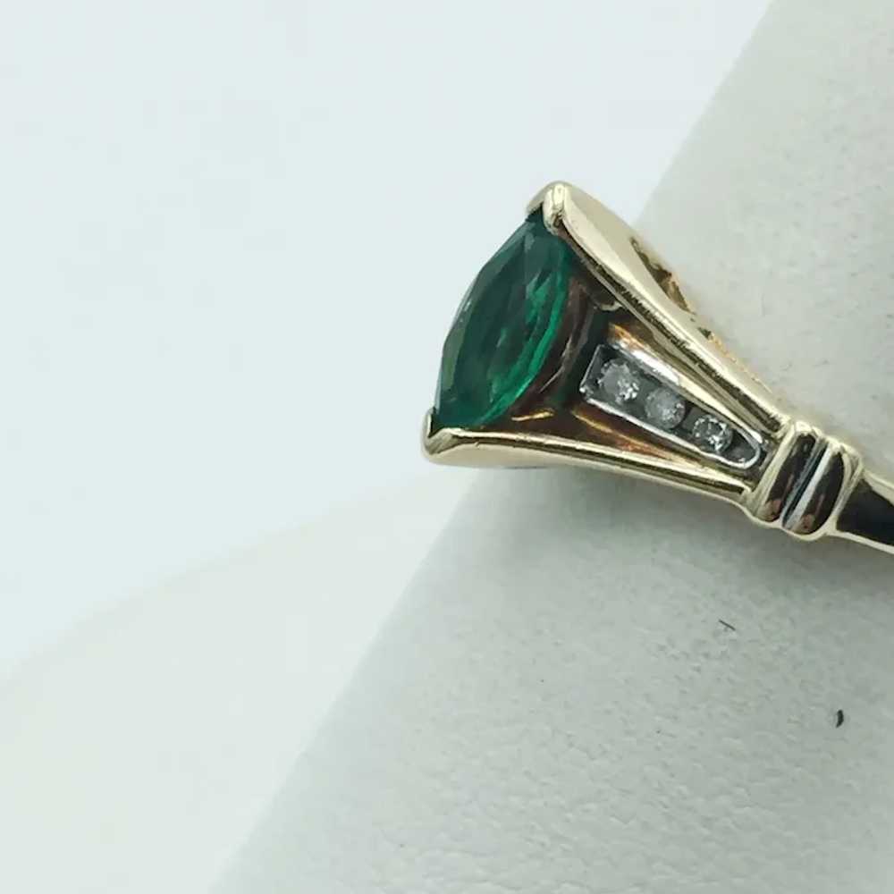 10K Lab Emerald & Diamond Ring - image 2