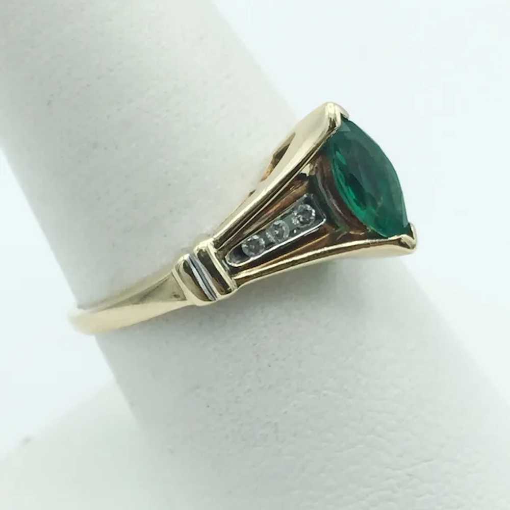 10K Lab Emerald & Diamond Ring - image 3