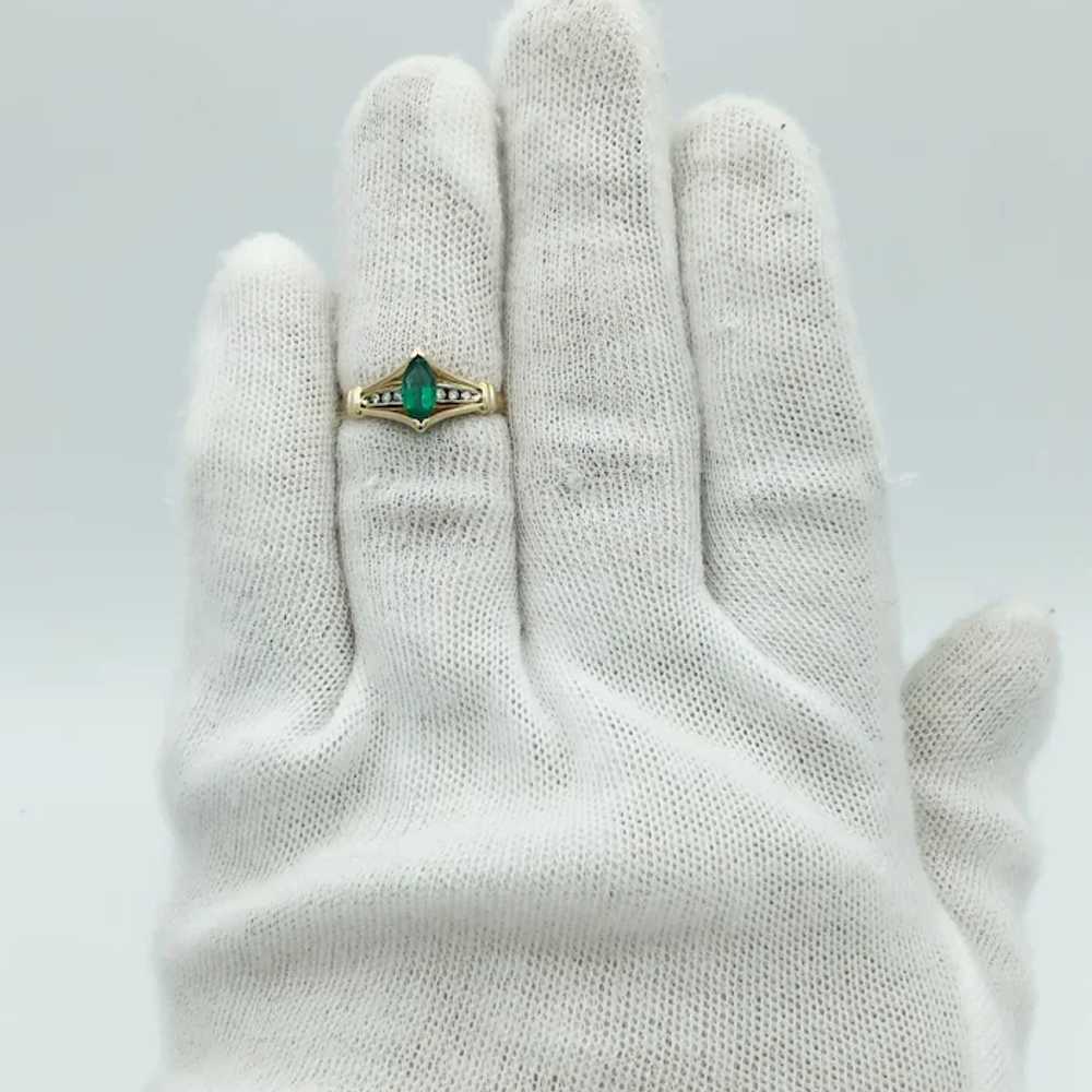 10K Lab Emerald & Diamond Ring - image 6