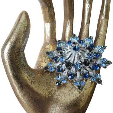 GORGEOUS Large Sparkling Blue Glass Brooch, High P