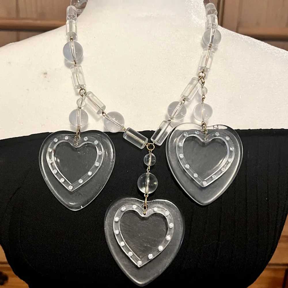 LOVELY Lucite Heart Necklace by Anka - image 3