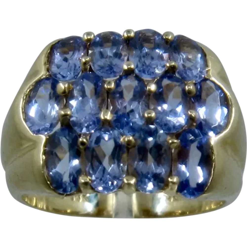 14K Tanzanite Cluster STS Ring 3 TCW Sz 6 1/4 - image 1