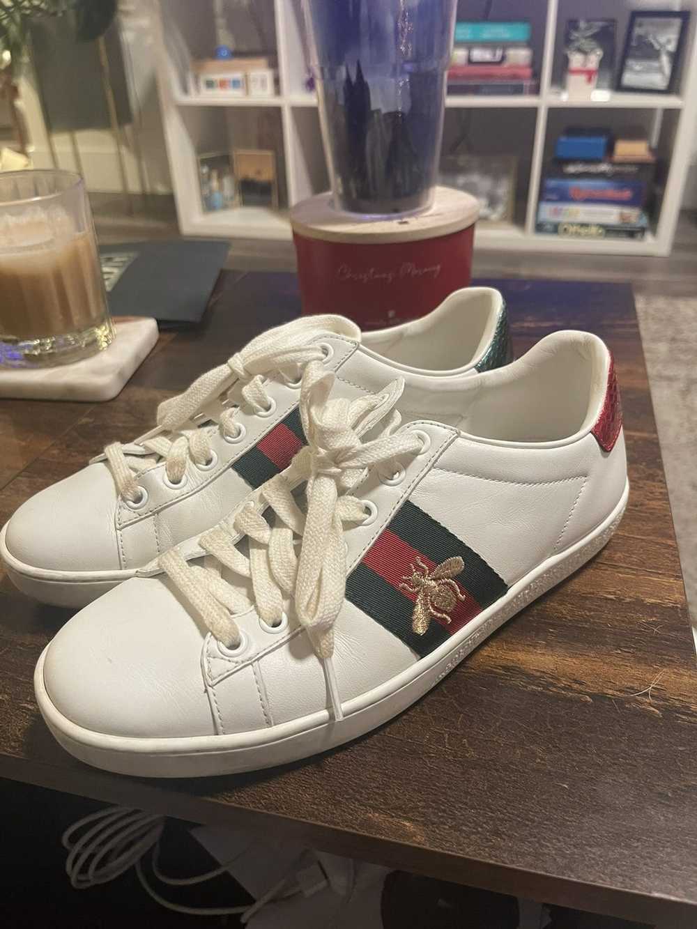 Gucci Women’s Ace Leather Sneaker w/ Bee - image 2