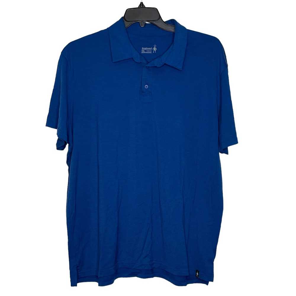 Smart Wool Smartwool Polo Shirt SIze XXL Blue Str… - image 1
