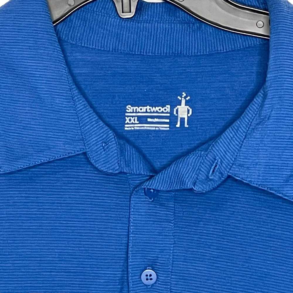 Smart Wool Smartwool Polo Shirt SIze XXL Blue Str… - image 2