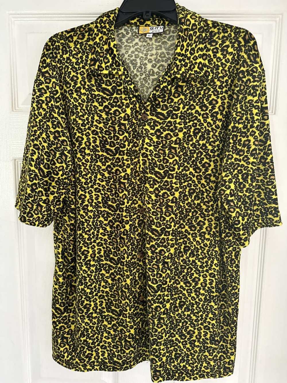 Vintage Yellow and black leopard pattern night cl… - image 1