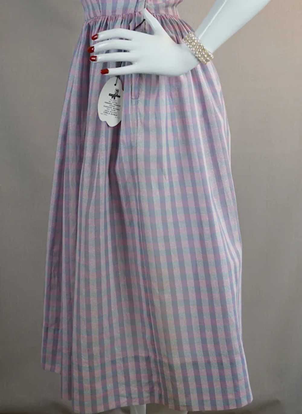 50s Pink and Blue Plaid Cotton Full Skirt Sundres… - image 8