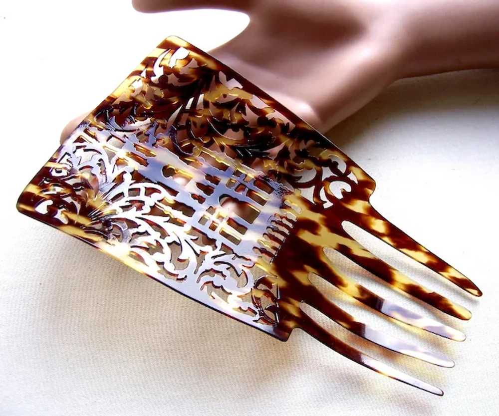 Victorian Spanish style hair comb celluloid faux … - image 4