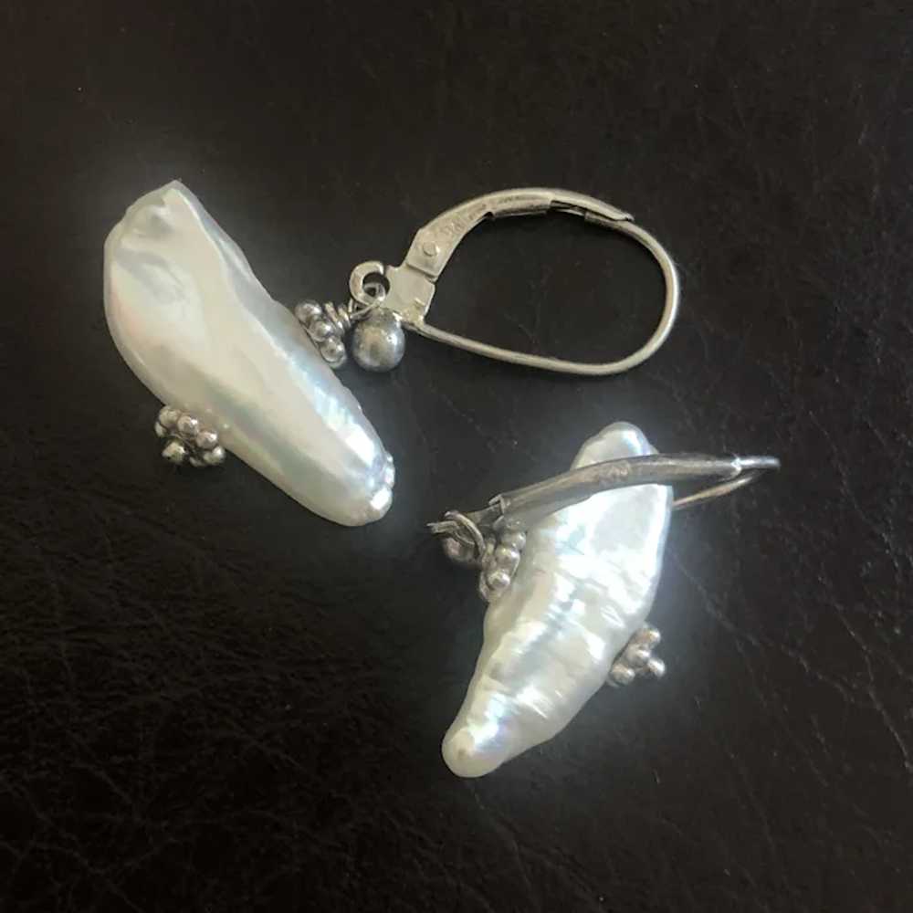 Amazing Vintage Sterling Silver Baroque Pearl Dan… - image 3