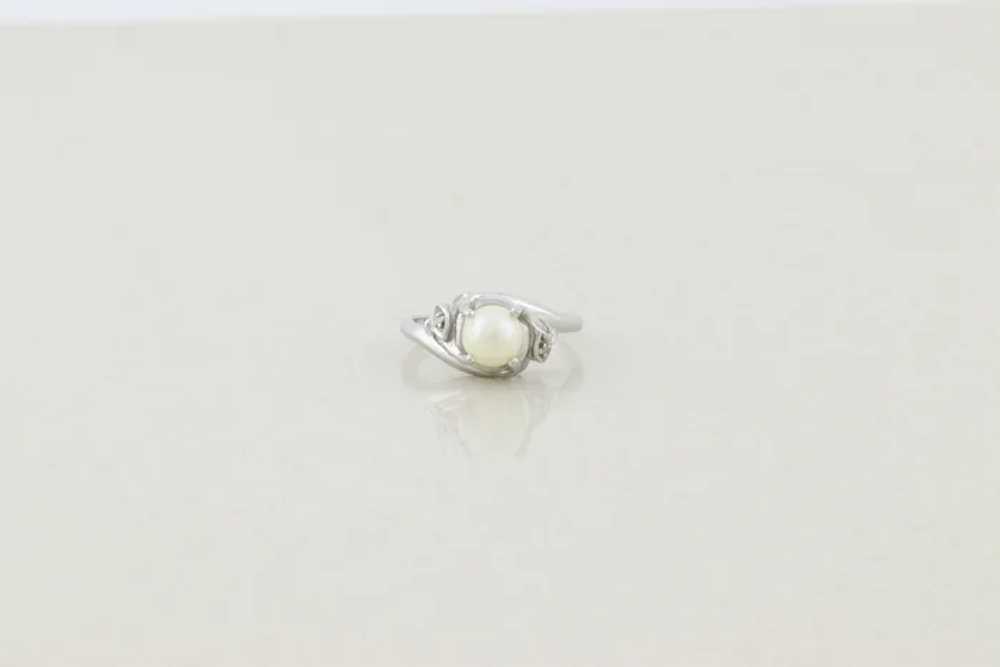 10k White Gold Freshwater Pearl and Diamond Ring … - image 5