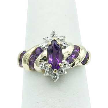 10K Amethyst & Diamond Ring