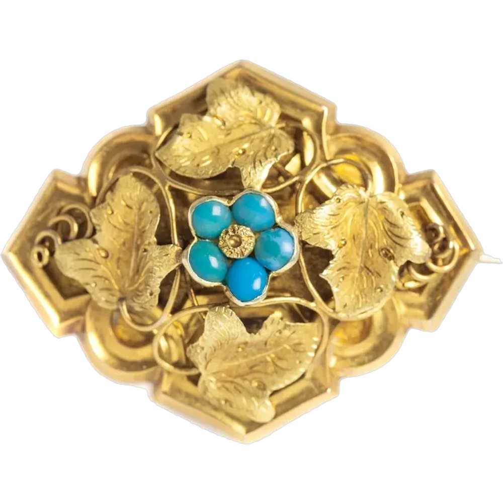 Antique Victorian 18ct Gold & Turquoise Sweethear… - image 1