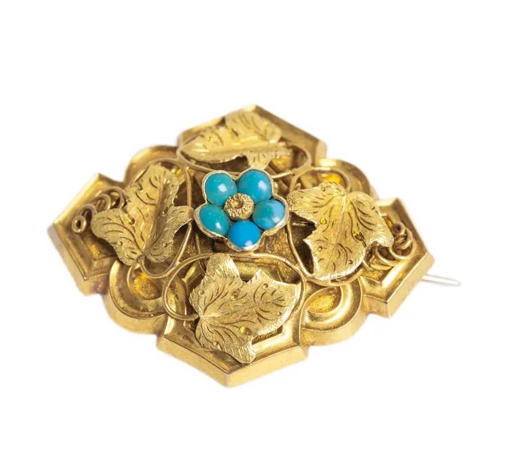 Antique Victorian 18ct Gold & Turquoise Sweethear… - image 2