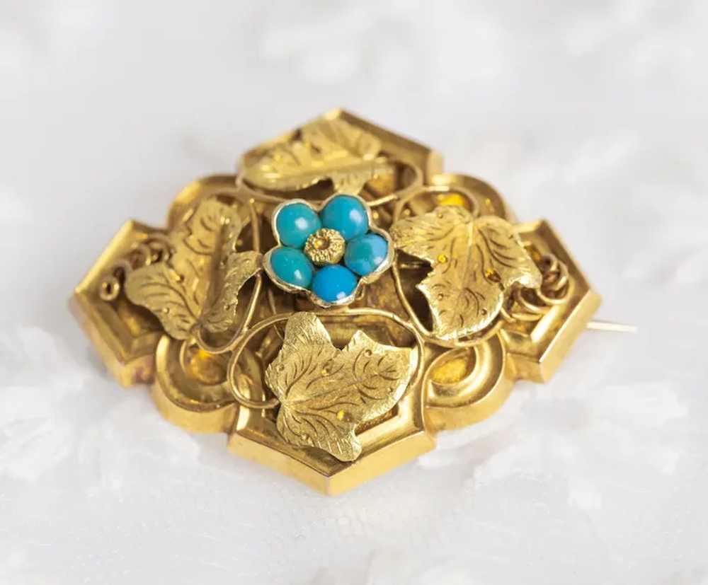 Antique Victorian 18ct Gold & Turquoise Sweethear… - image 7