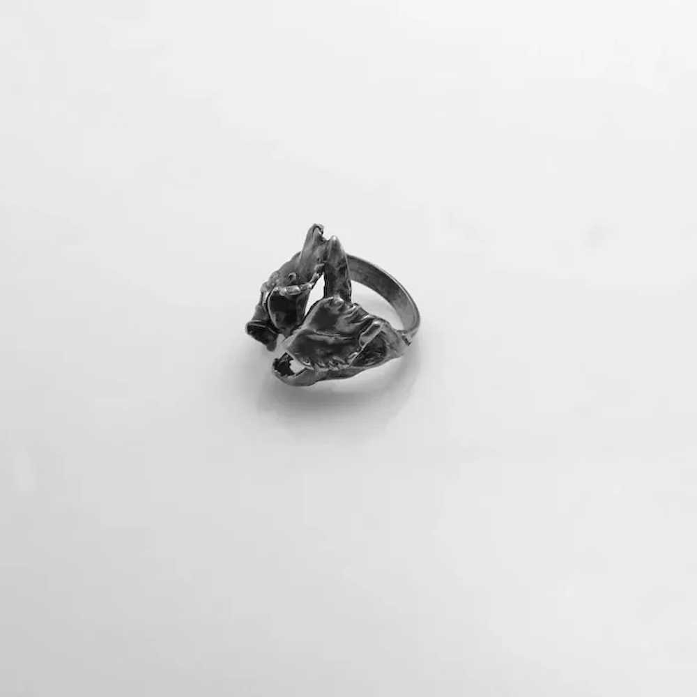 Vintage Art Nouveau Sterling Silver Flower Ring S… - image 3