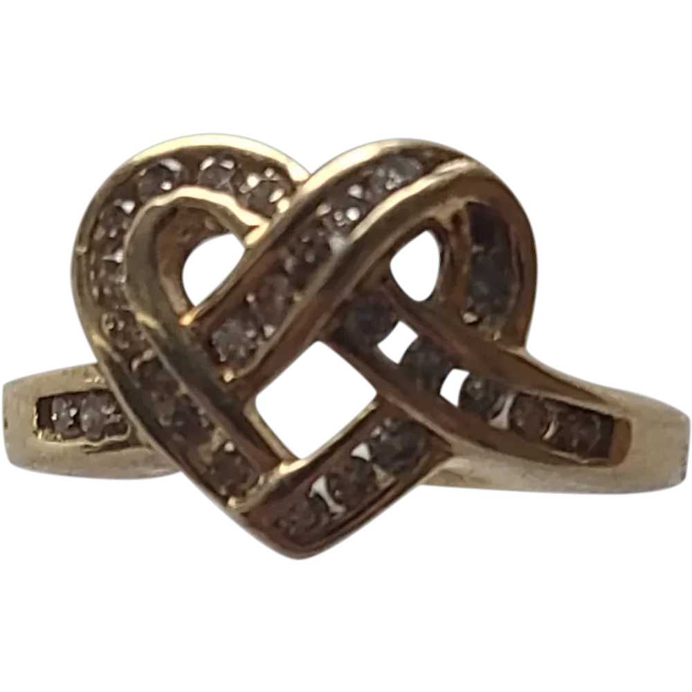 Vintage 10k CHILD'S Heart Diamond  Ring 1950's - image 1