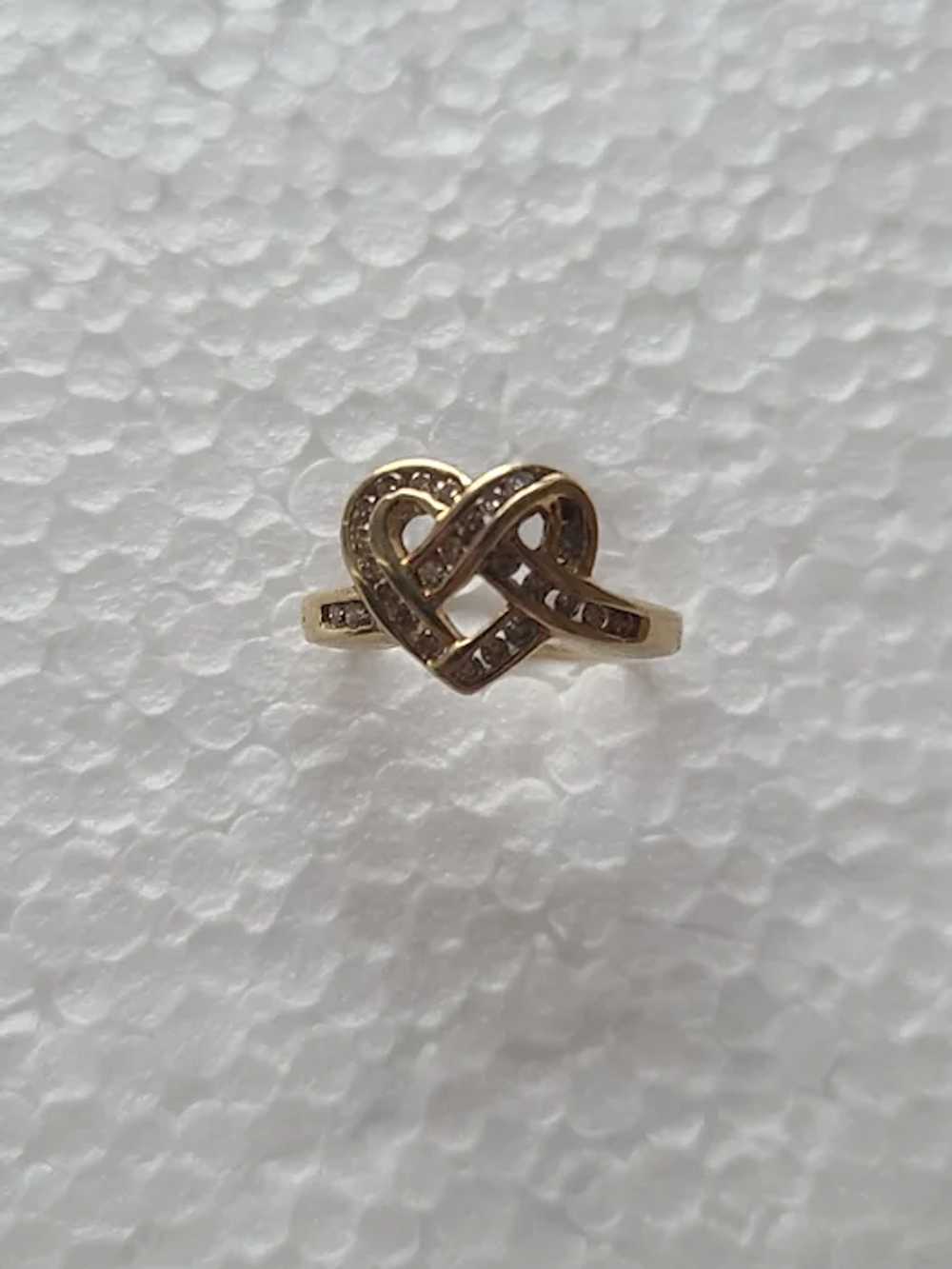 Vintage 10k CHILD'S Heart Diamond  Ring 1950's - image 4