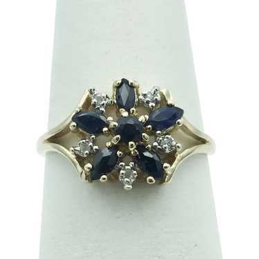 10K Sapphire and Diamond Ring