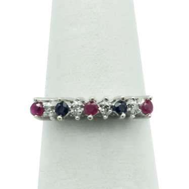 14K Diamond, Ruby, & Sapphire Ring