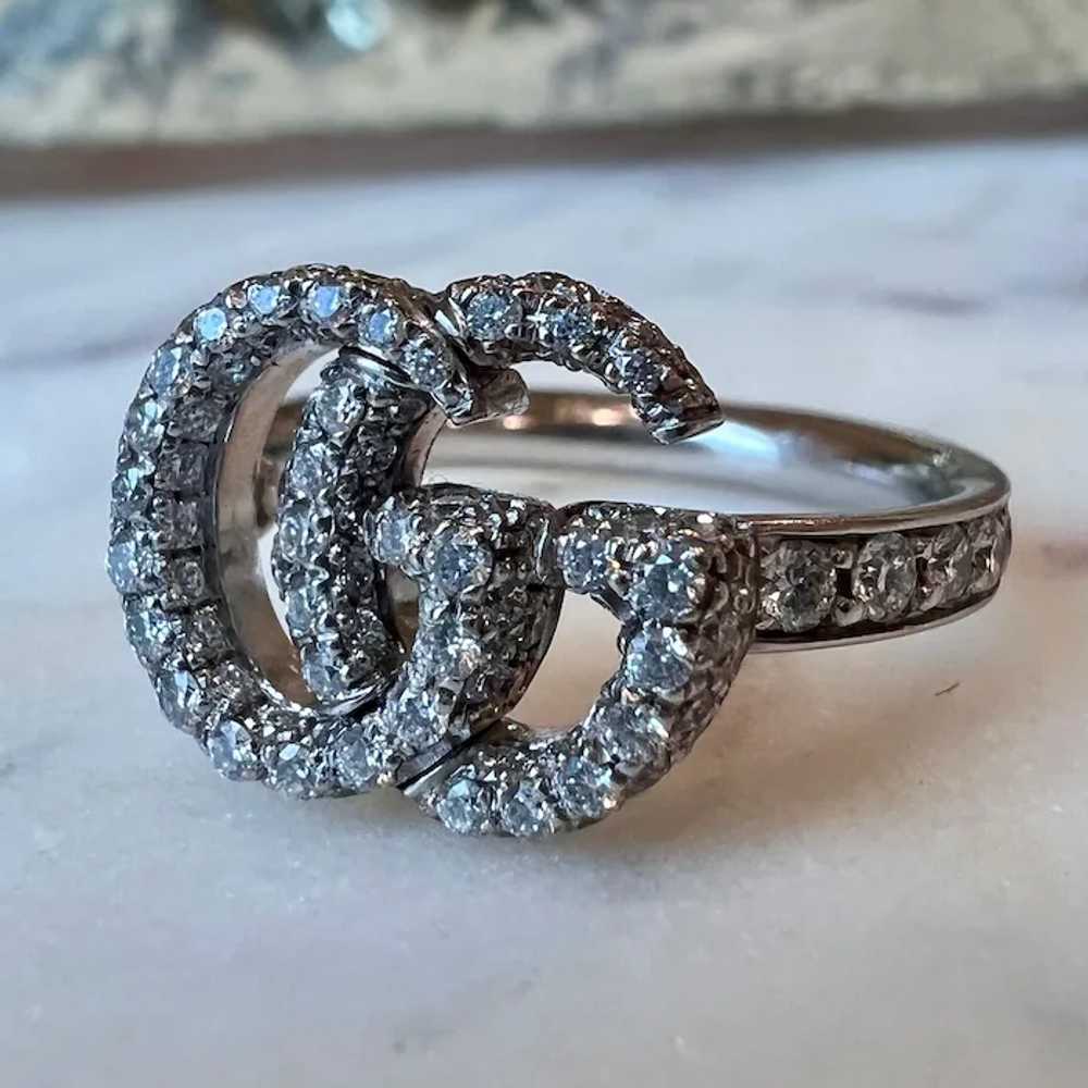 Original 18K White Gold Gucci Running G Diamond R… - image 2