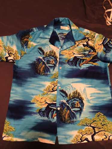 Hawaiian Shirt vintage blue Japanese design hawaii