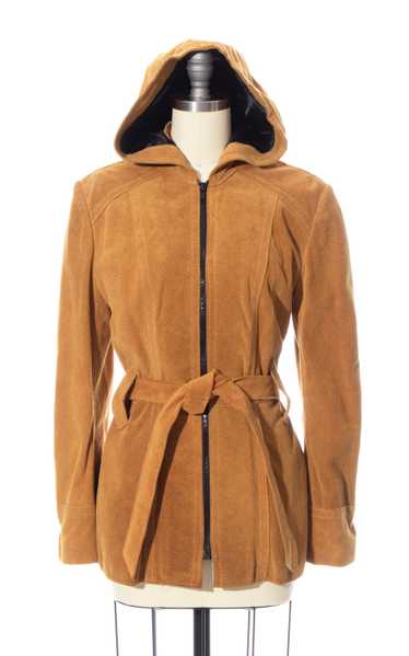 1970s Brown Suede Hooded Jacket | x-small/small