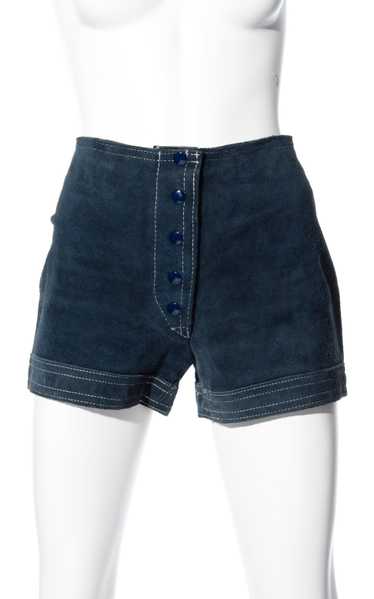 1970s Blue Suede Shorts | small/medium