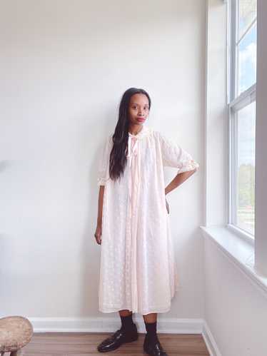 60s Blush Duster Lace Overlay Housecoat