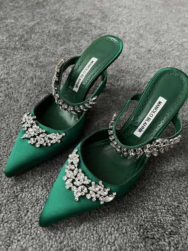 Manolo Blahnik Manolo Blahnik Lurum | Green Satin 