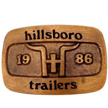 Vintage Hillsboro Trailers Belt Buckle Cattle Hau… - image 1