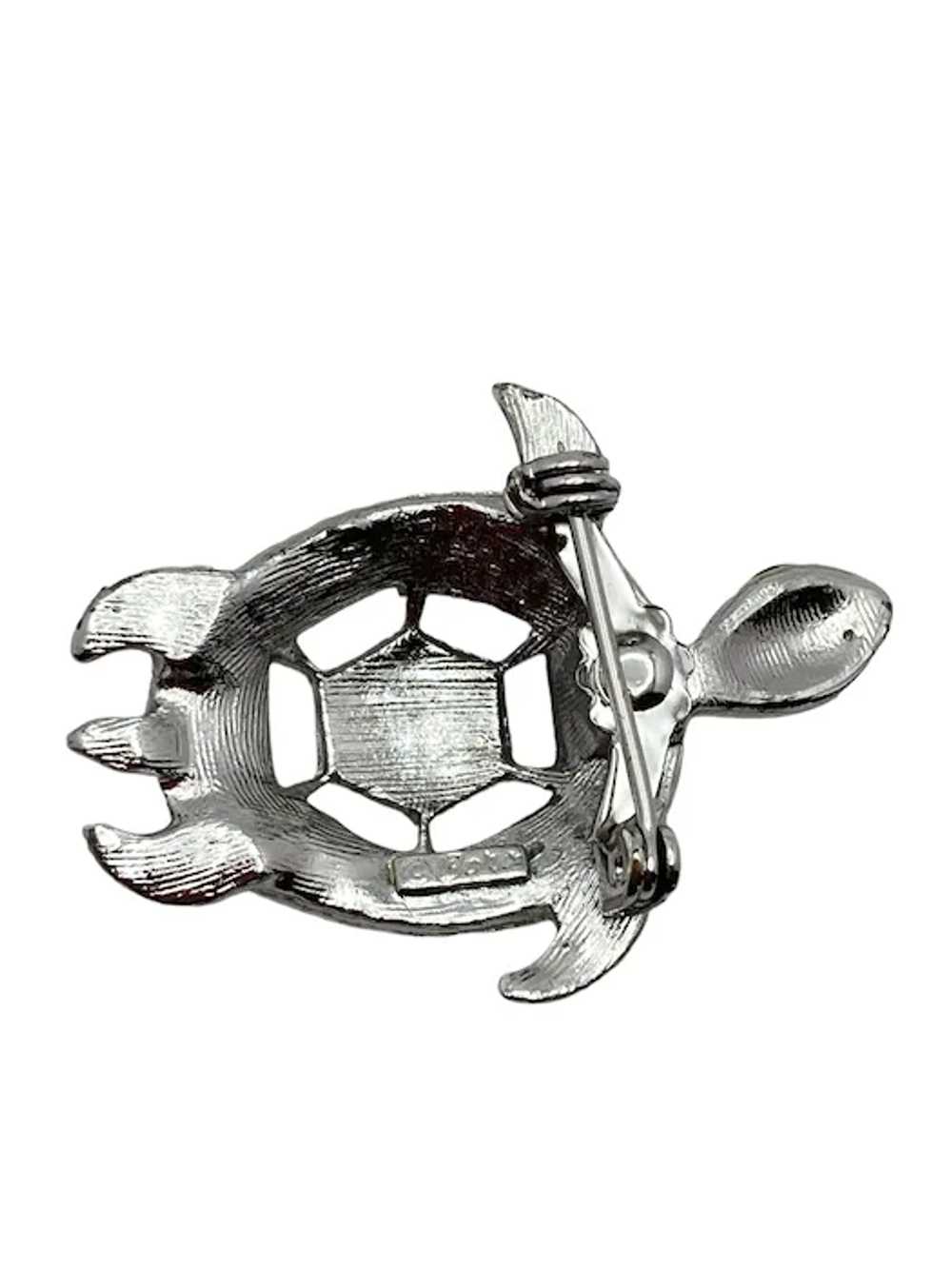 Vintage Coro Clear Rhinestone Turtle Pin - image 6