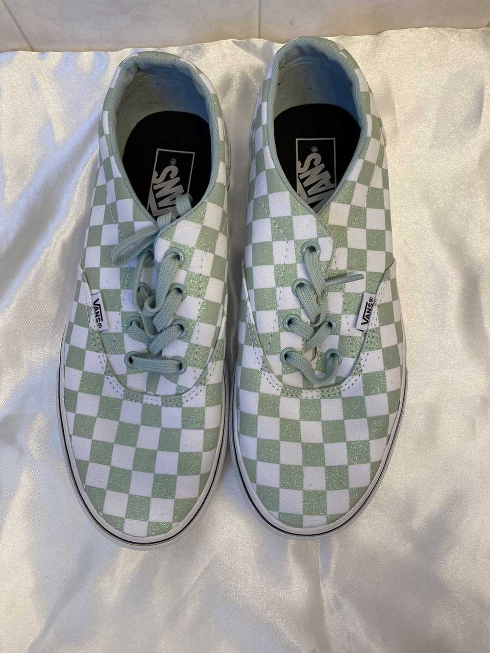 Vans Vans sage green & white checkered sneakers women… - Gem