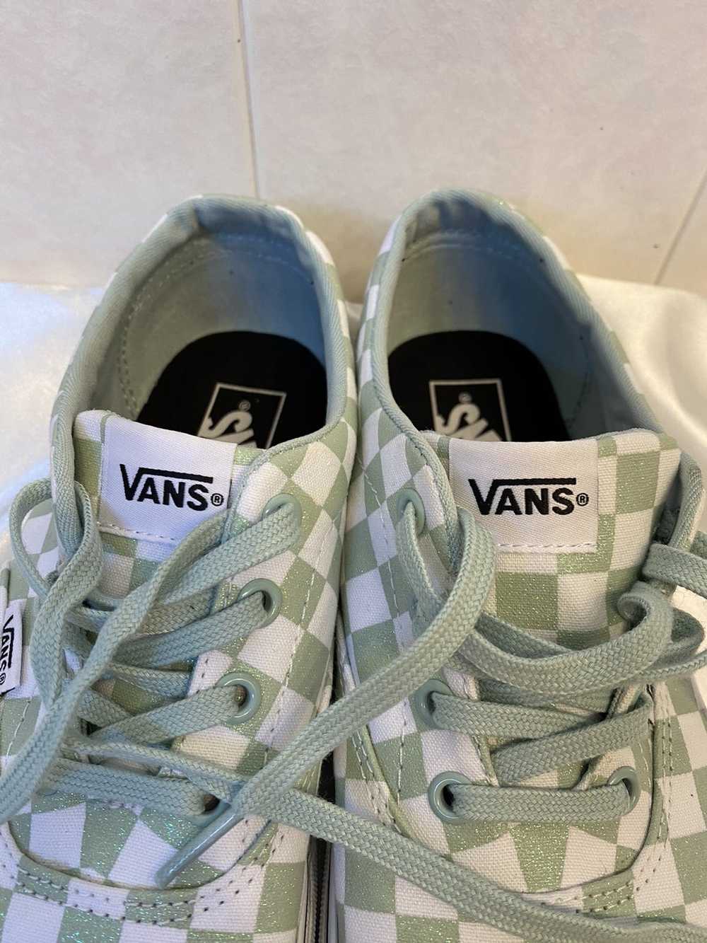 Vans Vans sage green & white checkered sneakers women… - Gem