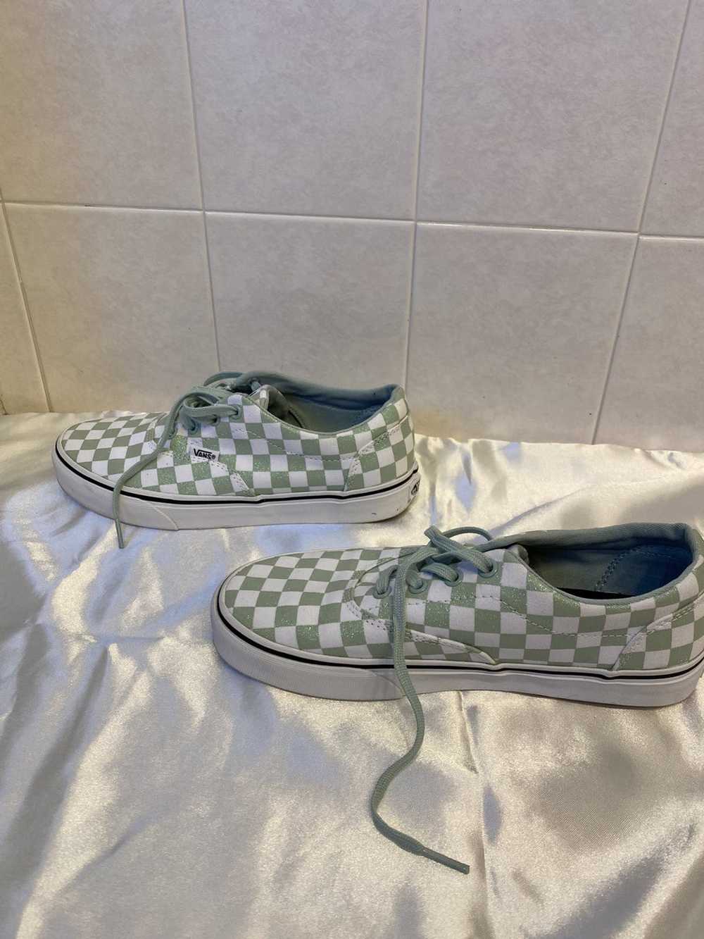 Vans Vans sage green & white checkered sneakers women… - Gem