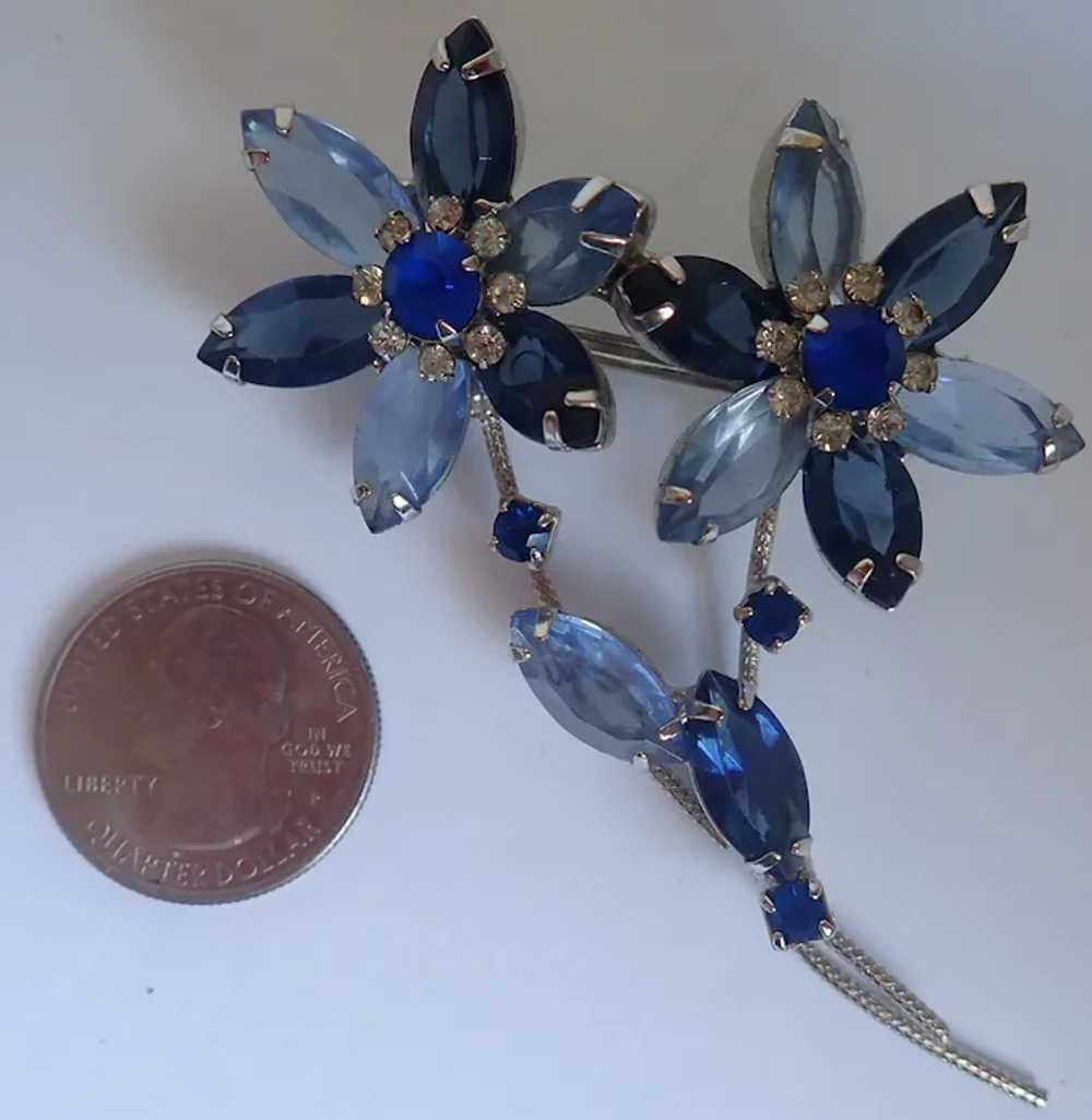 Vintage Bevy of Blue Beauties Rhinestone Pins Bro… - image 2