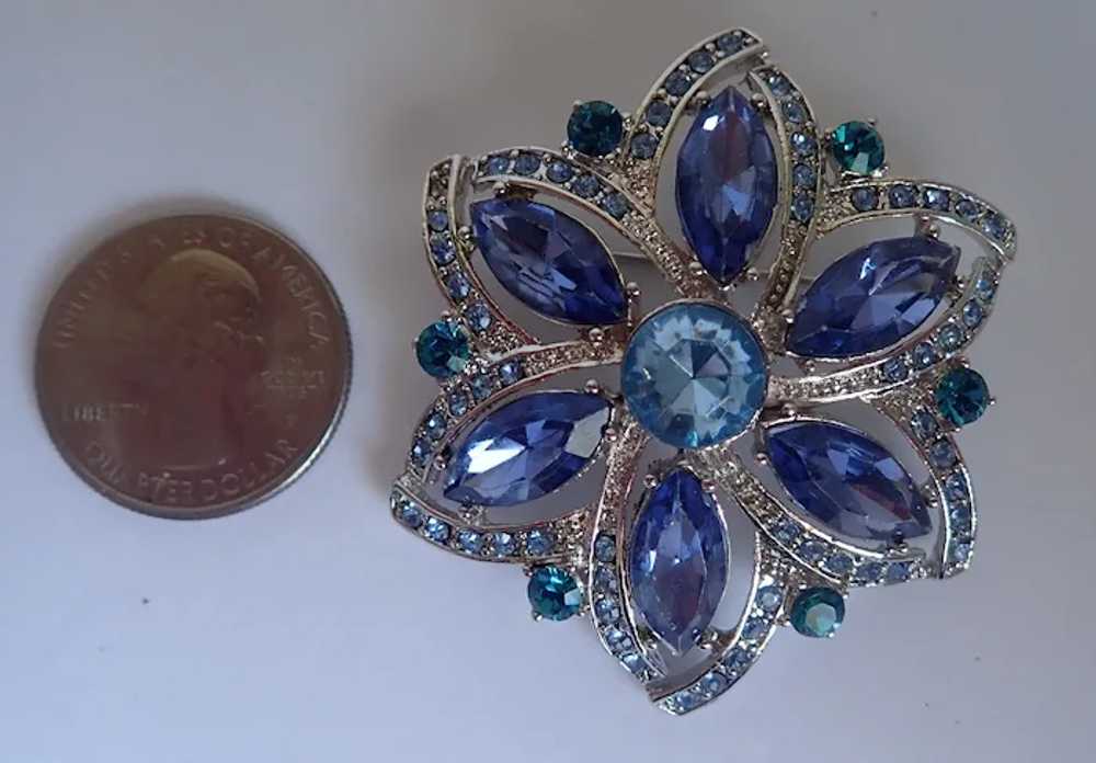 Vintage Bevy of Blue Beauties Rhinestone Pins Bro… - image 3